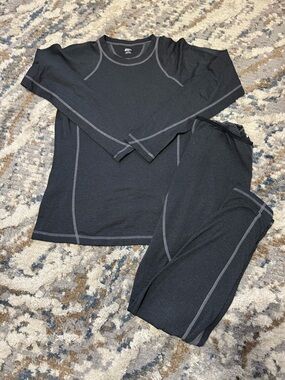 Polartec Thermal Base Layer Set - Black with Gray Accents